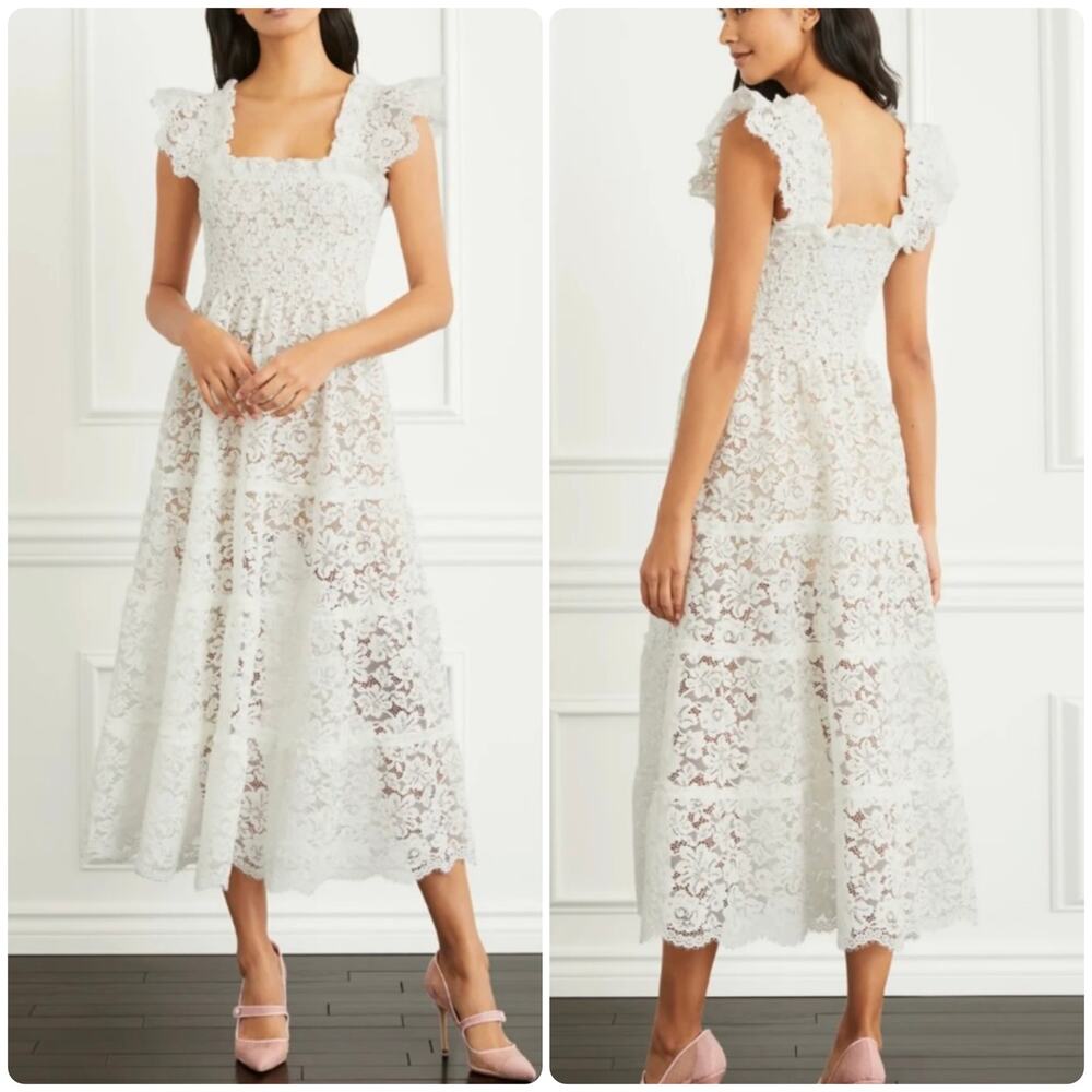 Hill House The Collector's Edition Ellie Nap Midi Dress White Lace Size M New - Picture 8 of 10
